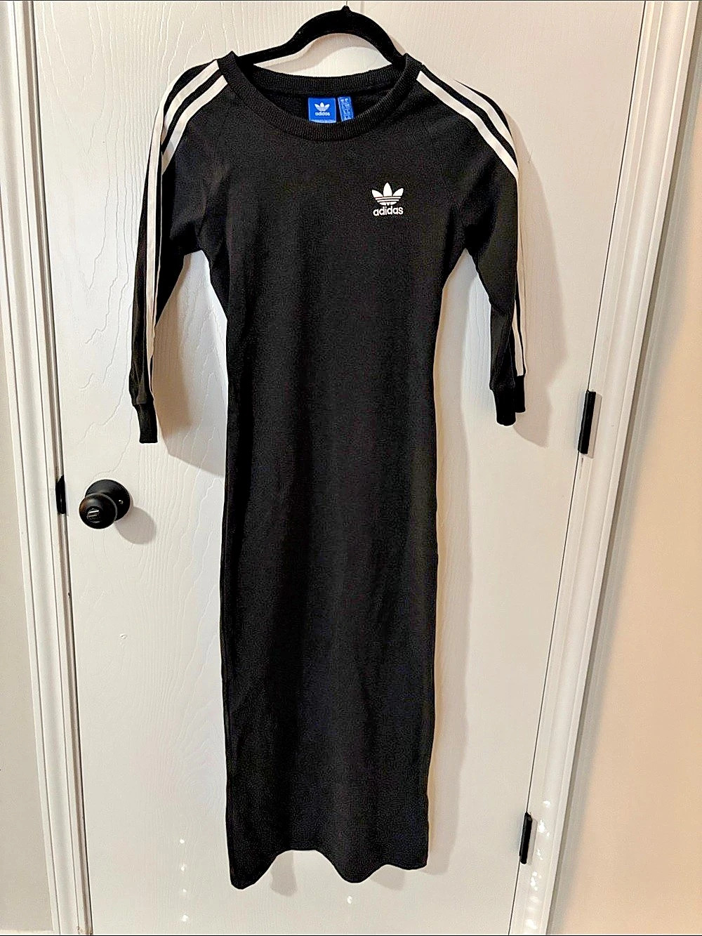 adidas Adicolor Classics 3-Stripes Maxi Dress Black & White Small